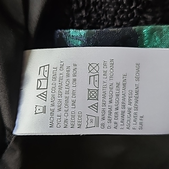 Dennis by Dennis Basso Shiny Green & Navy Floral Blazer 3/4 Sleeve 16 - Picture 12 of 12